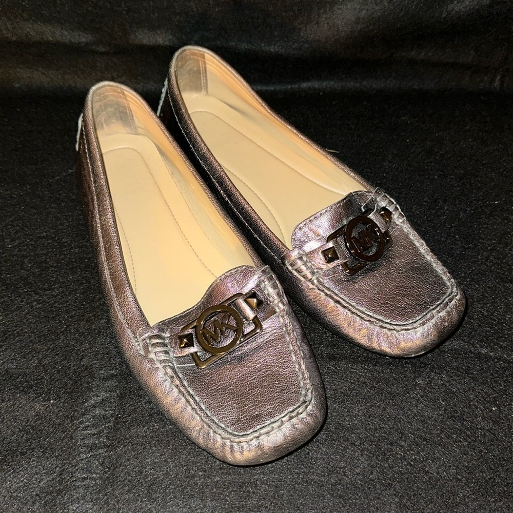 Michael Kors metallic leather loafers